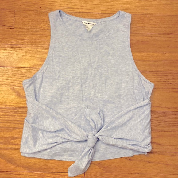 Club Monaco XS Light Blue Front Tie Crop - Picture 1 of 4